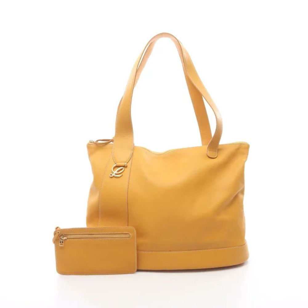 Loewe Tote Leather matching detachable zip Yellow